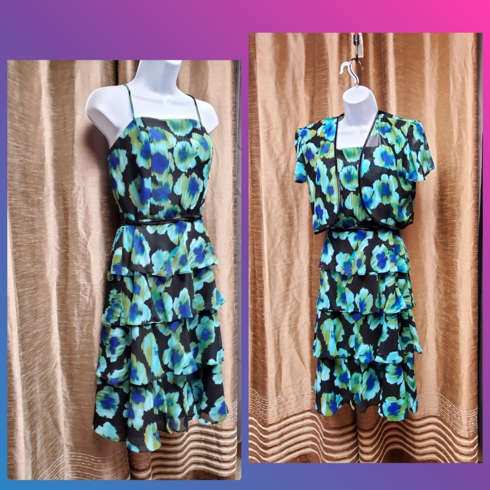 Floral Layered Dress with Shrug